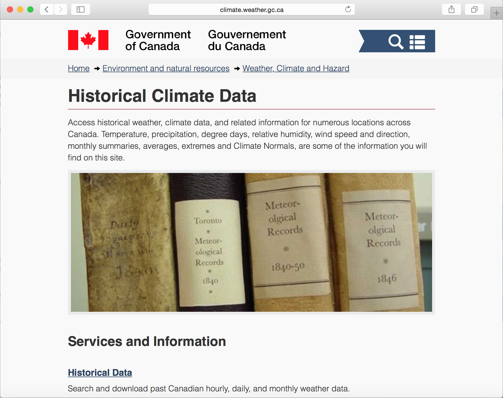 Canadian Climate Data