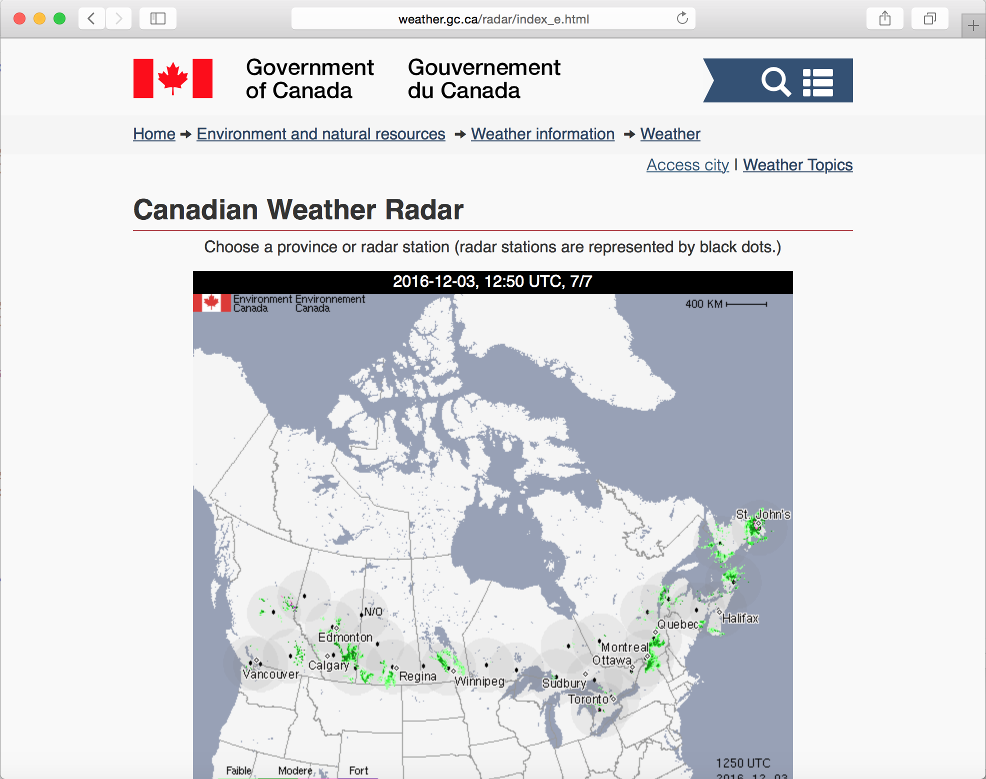 Canadian Weather Radar
