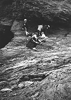 Hines Elementary School students examine rock formations during an outing to a local beach. The Blue School program encourages young people to learn about and protect the marine and coastal environment.