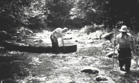 Researchers studying Atlantic salmon habitat in the Ducktrap River.